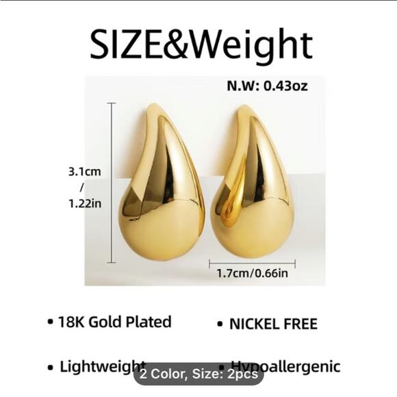 Silver Water Drop Tear Drop Earrings - Picture 6 of 6